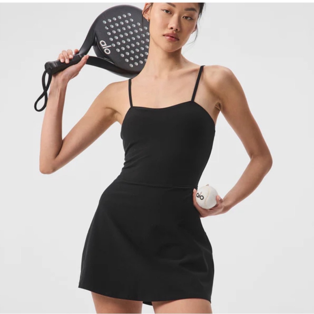 Alo ALOSOFT COURTSIDE TENNIS DRESS - BLACK SMALL